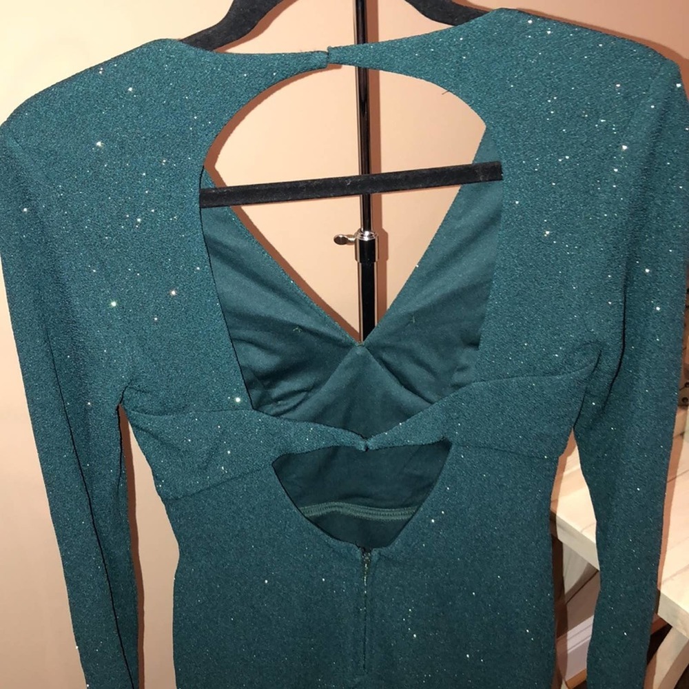 City Studio Womens Green Glitter Long Sleeve V Neck Short Body Con dress… - Picture 10 of 16